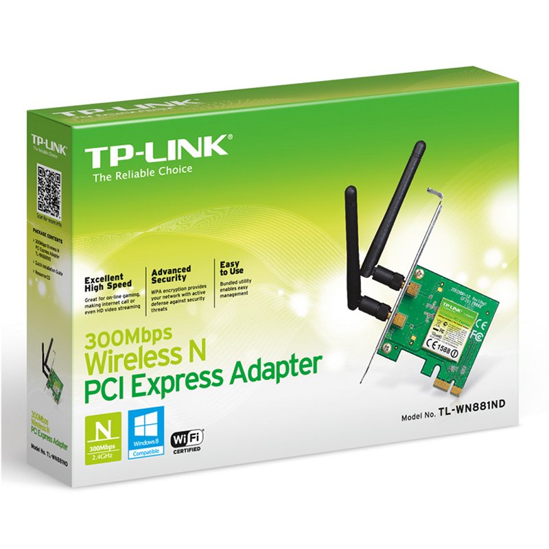 Infortisa Image 1 - TP-LINK TL-WN881ND Tarjeta Red WiFi N300 PCI-E