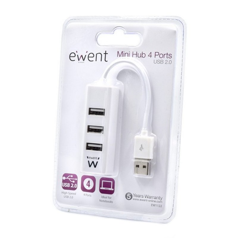 Infortisa Image 3 - EWENT EW1122 MINI-HUB USB 4 PUERTOS BLANCO