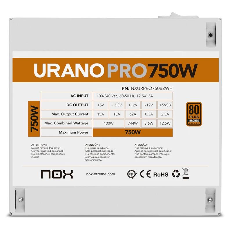 Infortisa Image 3 - NOX Fuente ATX Urano PRO 750W Bronze Blanco