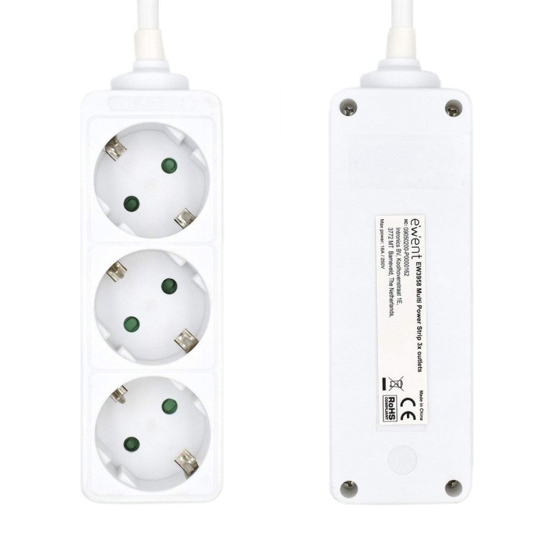 Infortisa Image 1 - Ewent Ew3958 Regleta 3 tomas Blanco