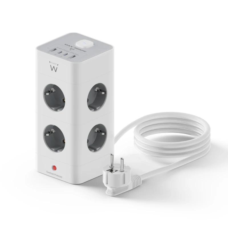 Infortisa Image 1 - Ewent EW3864 Regleta 8 Tomas SHUCKO +2USB-A+2USB-C