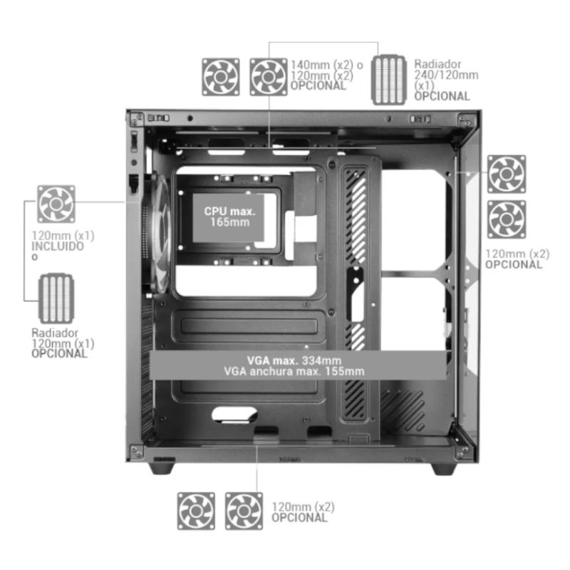 Infortisa Image 2 - MARS GAMING MCV-ONE Atx Doble Cámara Negro