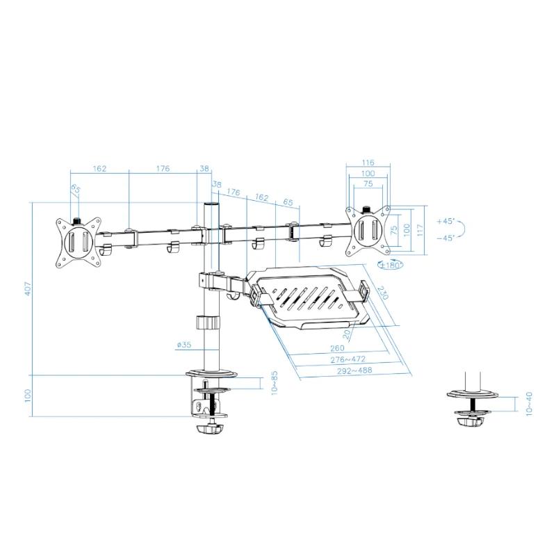 Infortisa Image 2 - Tooq DB1202TN-B Soporte mesa 2 pantallas+ portatil