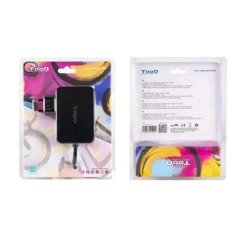Infortisa Image 3 - Tooq Cargador portátil GAN USB-C PD 100W Negro