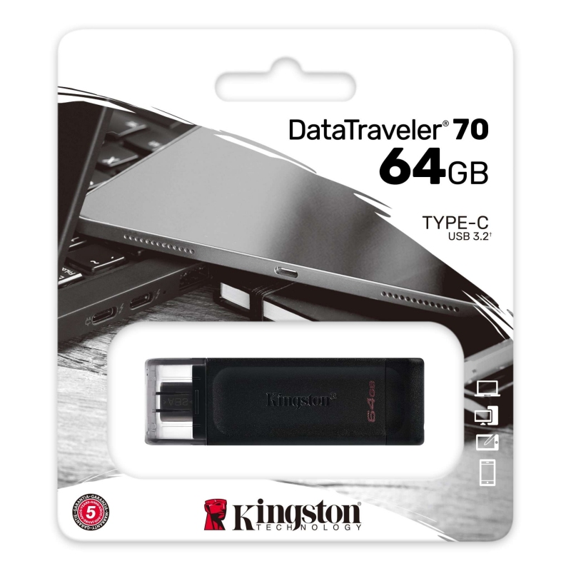 Infortisa Image 2 - Kingston DataTraveler DT70 64GB USB C 3.2  Negro