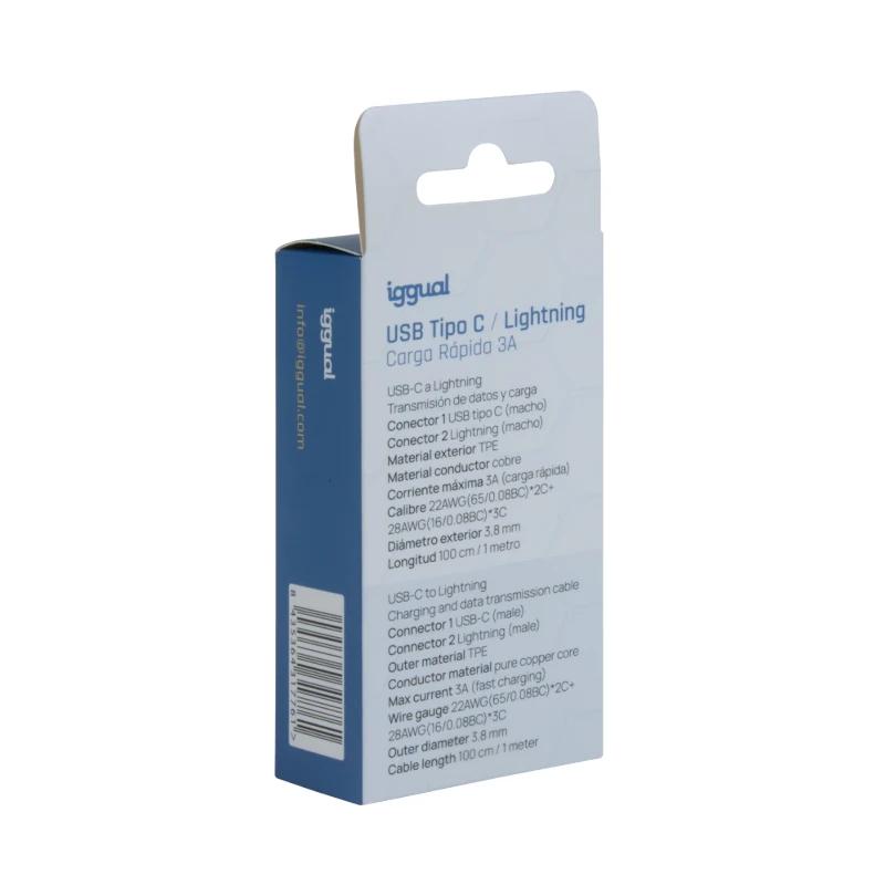 Infortisa Image 3 - iggual cable USB-C/Lightning 100 cm blanco Q3.0 3A