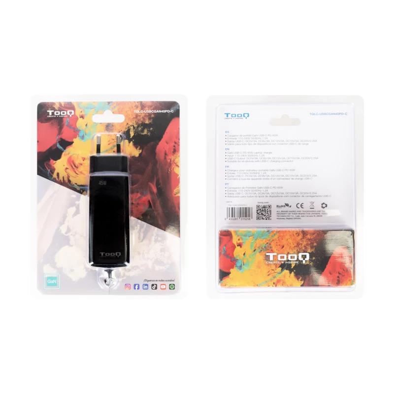 Infortisa Image 3 - Tooq Cargador portátil GAN USB-C PD 45W Cúbico