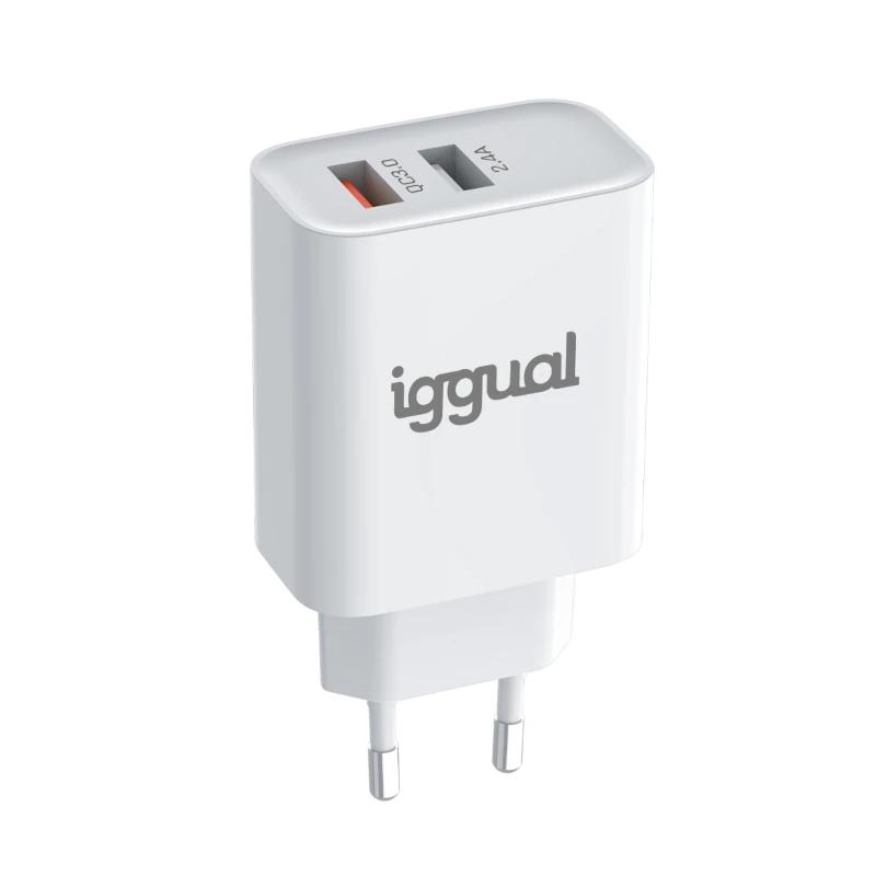 Infortisa Image 1 - iggual Cargador doble 2xUSB carga rápida QC3.0 30W