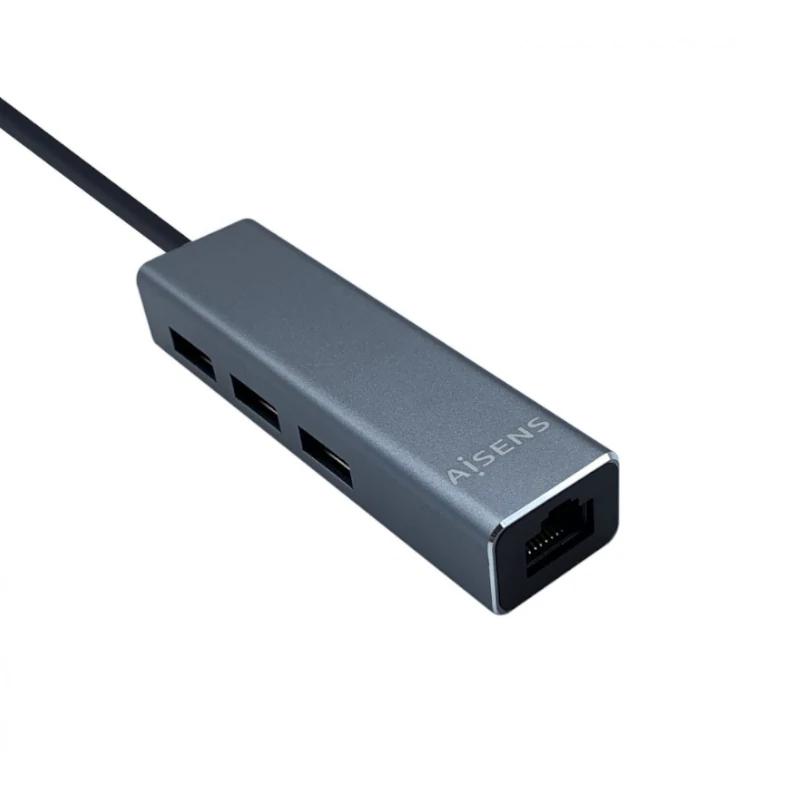 Infortisa Image 2 - Aisens Conversor USB 3.1 Ethernet + 3 USB3.0 gris