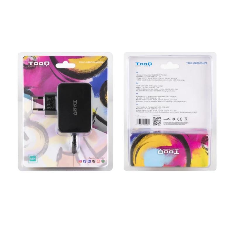 Infortisa Image 3 - Tooq Cargador portátil GAN USB-C PD 45W Negro