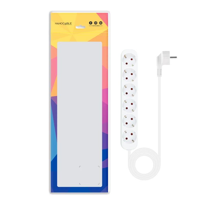 Infortisa Image 1 - Nanocable Regleta de Enchufes 6 Tomas 1.4 m Blanco