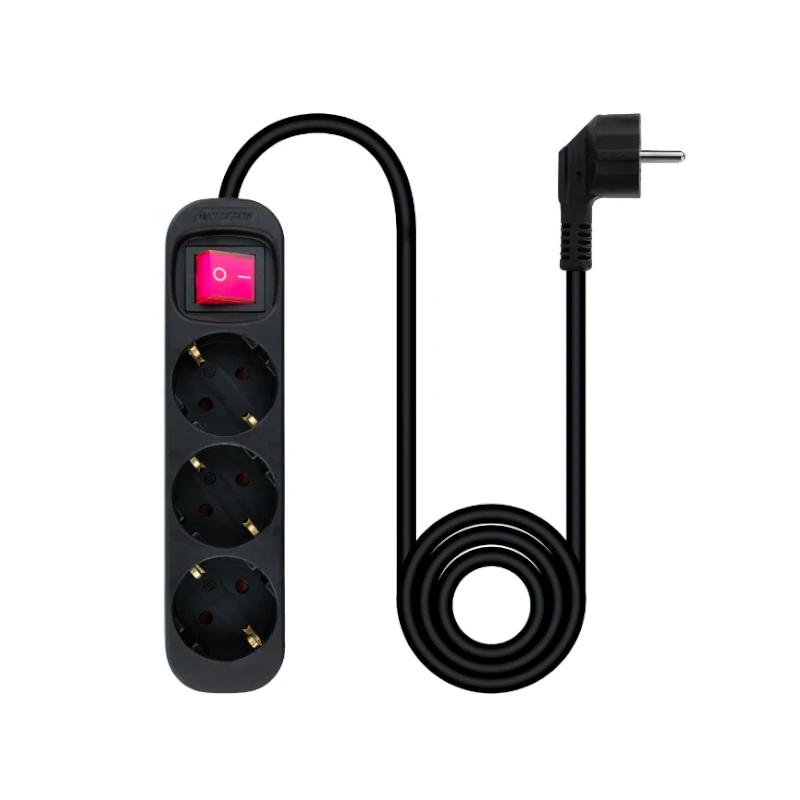 Infortisa Image 1 - Nanocable Regleta 3 Tomas Interruptor Negro