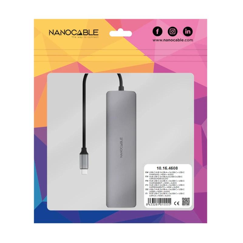 Infortisa Image 3 - Nanocable Hub 8en1 USB-A+USB-C+HDMI+USB-C PD+Jack
