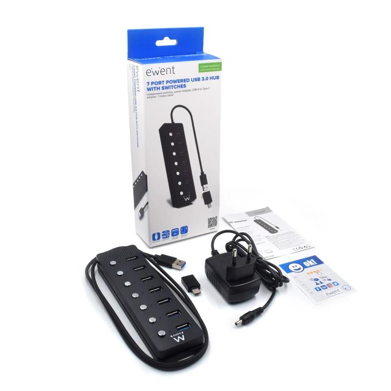 Infortisa Image 2 - EWENT Hub usb-usb-c 7 ptos interruptor c/alimen.