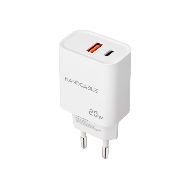 Infortisa Image 1 - Nanocable Cargador USB-C/PD+USB-A/QC 20W Blanco