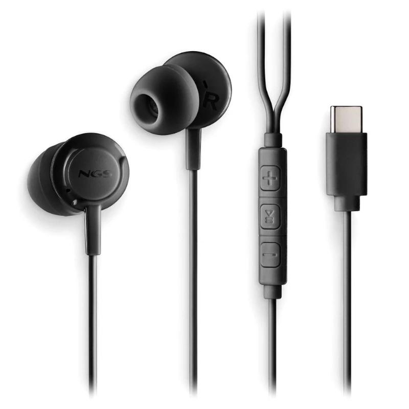 Infortisa Image 1 - NGS Auricular Negro Estéreo USB-C Con Cable