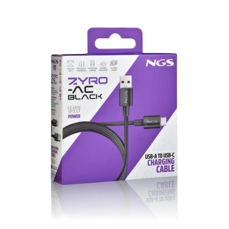Infortisa Image 3 - NGS CABLE CARGA RAPIDA USB-A A USB-C 1M NEGRO