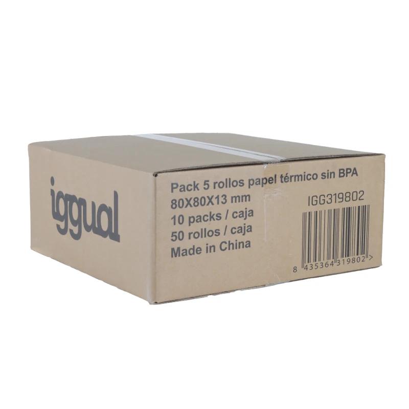 Infortisa Image 2 - iggual Caja 50 rollos papel térmico sin BPA 80x80
