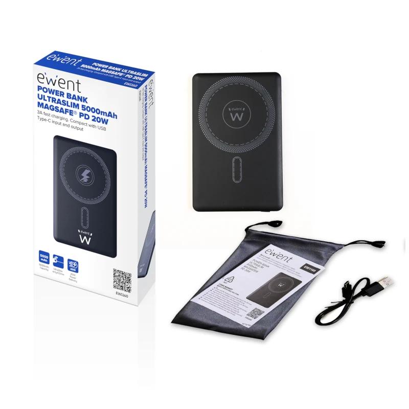 Infortisa Image 2 - EWENT POWERBANK SLIM 5000mAh MagSafe PD 20W