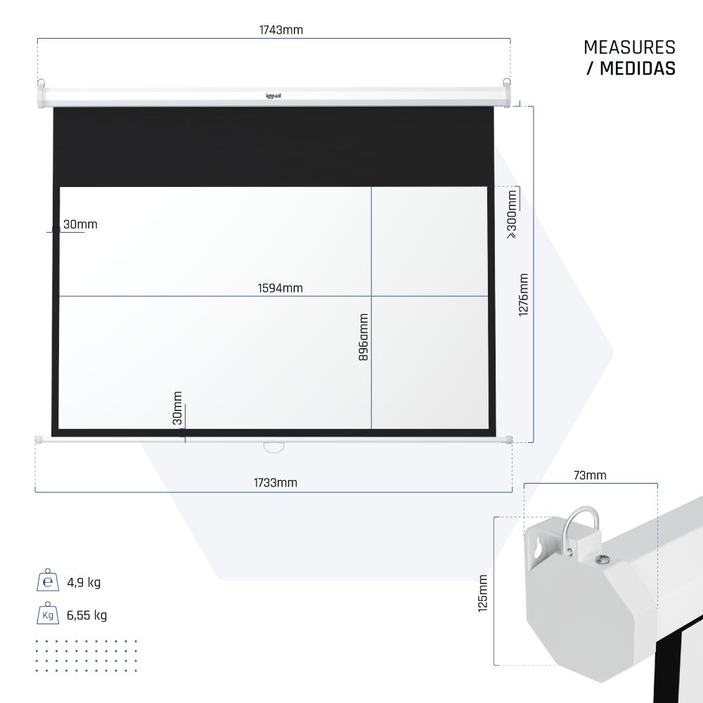 Infortisa Image 1 - iggual Pantalla manual 16:9 72" 159x89 cm