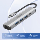 Infortisa Image 1 - iggual Hub tipo C 5 puertos 3xUSB + RJ45 + tipo C