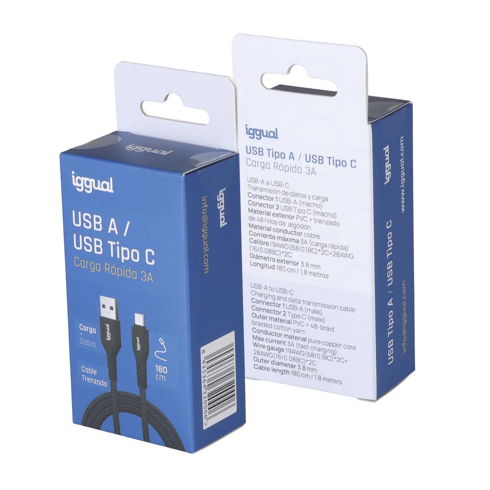 Infortisa Image 1 - iggual Cable USB-A a tipo C 3A 180 cm trenzado