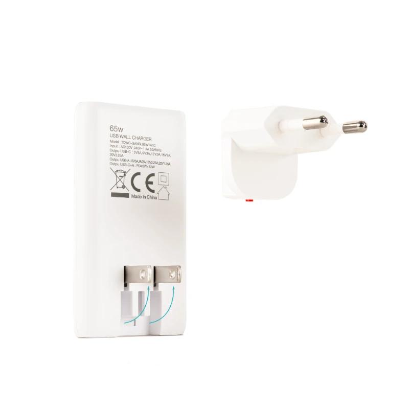 Infortisa Image 1 - Tooq Cargador pared GAN USB-C/PD + USB-A/QC 65W