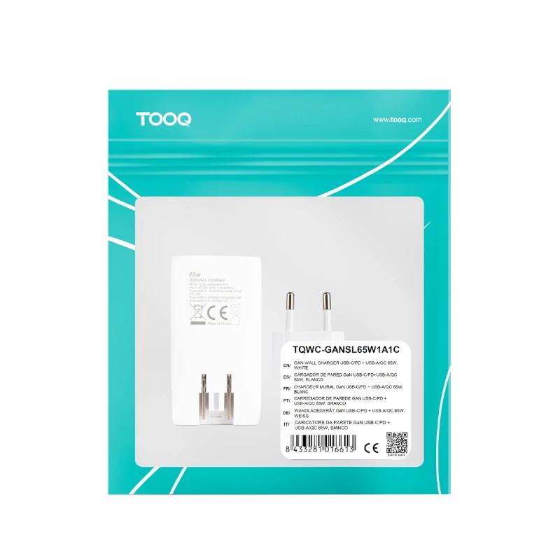 Infortisa Image 3 - Tooq Cargador pared GAN USB-C/PD + USB-A/QC 65W