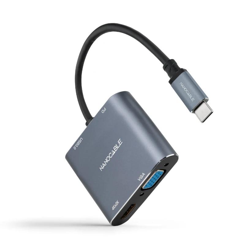 Infortisa Image 1 - Nanocable Converosr USB-C a HDMI/VGA/USB3.0/PD