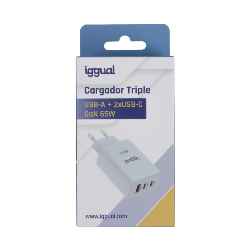 Infortisa Image 6 - iggual Cargador triple USB-A + 2 x tipo C GaN 65W