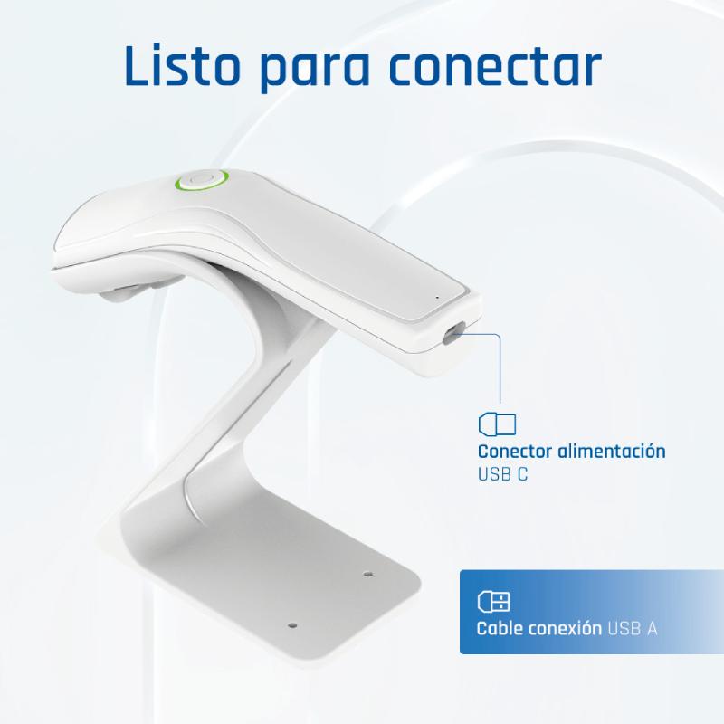 Infortisa Image 2 - iggual Lector código barras 2D USB botón blanco