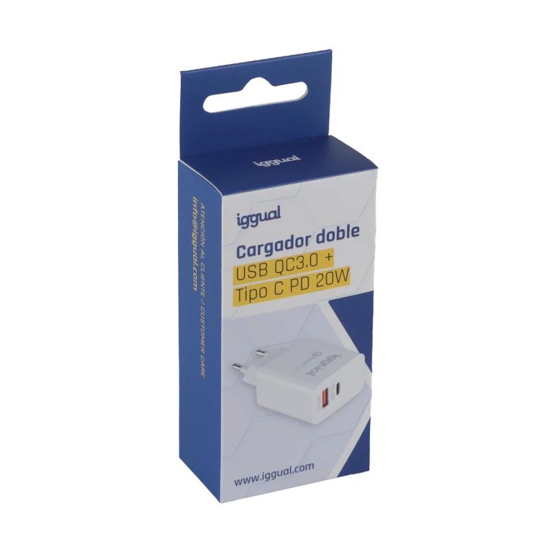 Infortisa Image 2 - iggual Cargador doble USB QC3.0 + tipo C PD 20W