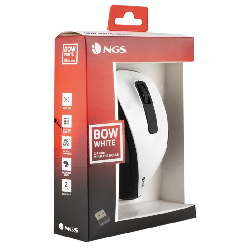 Infortisa Image 1 - NGS Ratón Inalámbrico 2.4 GHz BOWWHITE 16000DPI Bl