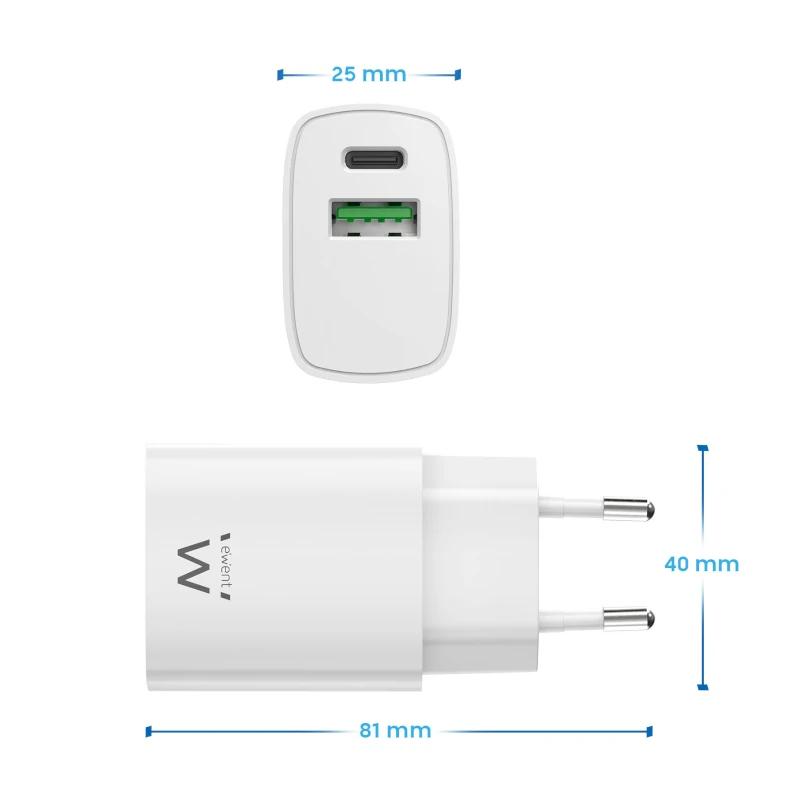 Infortisa Image 2 - EWENT Cargador rapido Q3 20w Usb-C y Usb-A