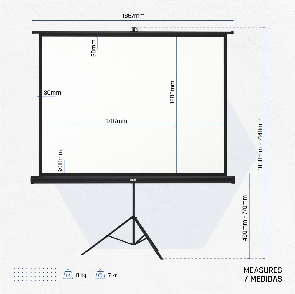 Infortisa Image 2 - iggual Pantalla 84" 176x134 cm con trípode+bolsa