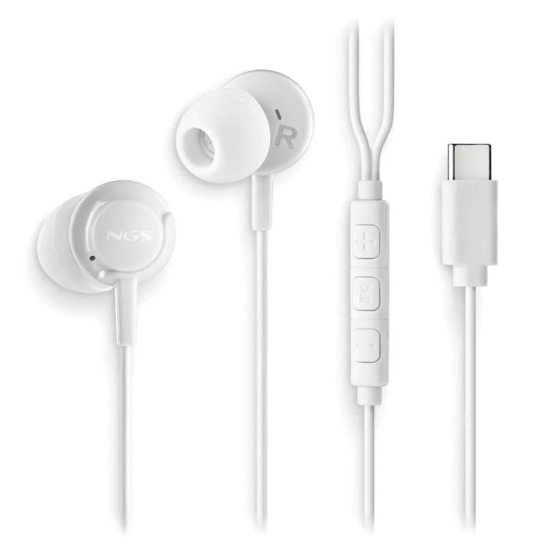 Infortisa Image 1 - NGS Auricular Blanco Estéreo USB-C con cable