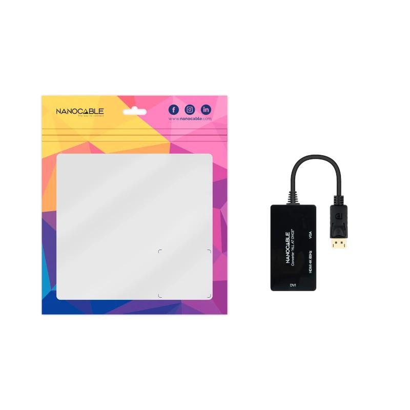 Infortisa Image 3 - Nanocable Conversor DP a HDMI/DVI/VGA Negro 20 cm
