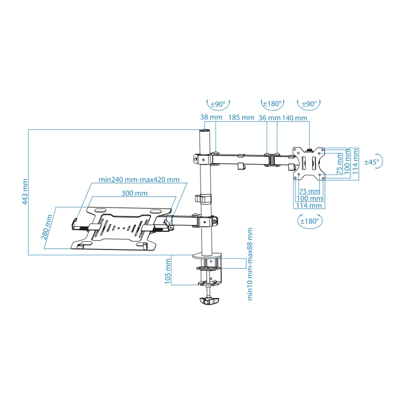 Infortisa Image 3 - Tooq DB1200TN-B Soporte mesa monitor/portátil