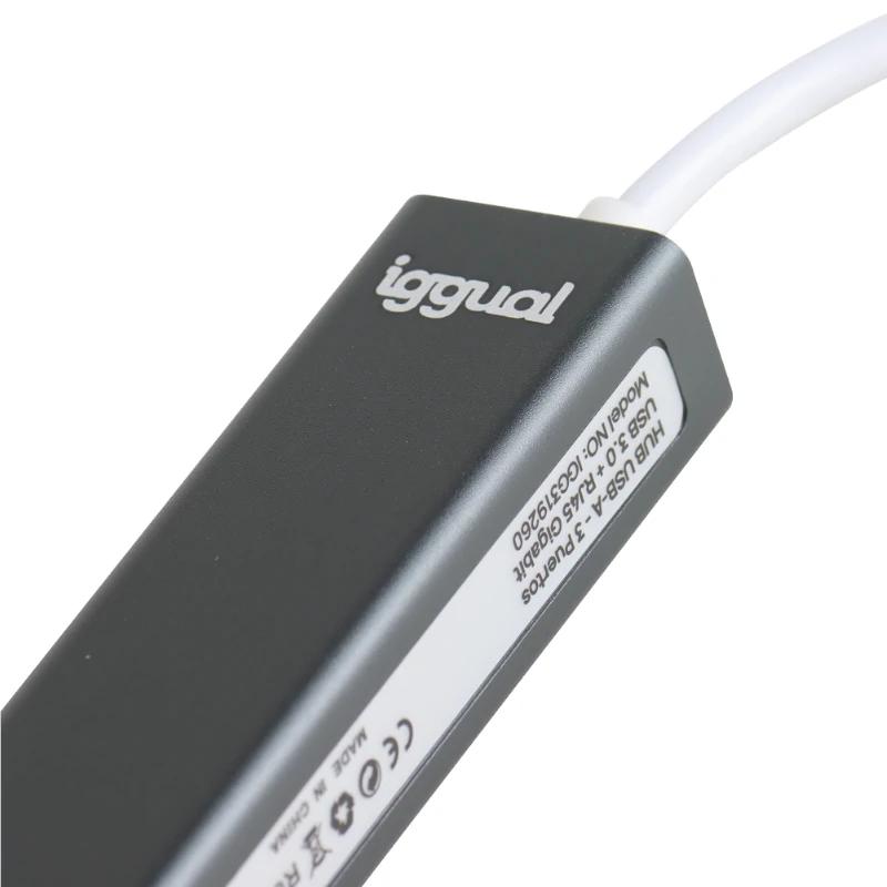 Infortisa Image 3 - iggual Hub USB-A 3 puertos USB 3.0 + RJ45 Gigabit