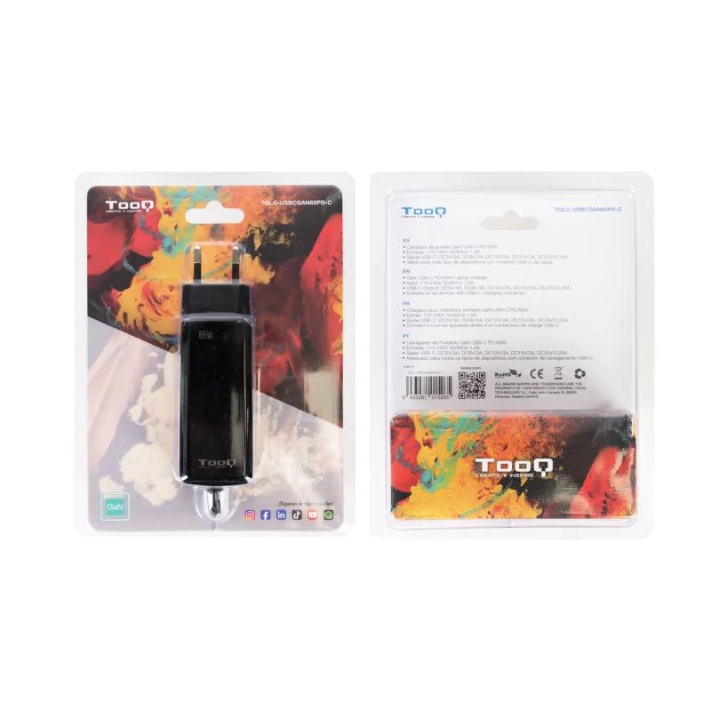 Infortisa Image 3 - Tooq Cargador portátil GAN USB-C PD 65W Cúbico