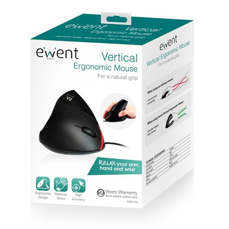 Infortisa Image 1 - EWENT EW3156 Raton Ergonómico USB Negro