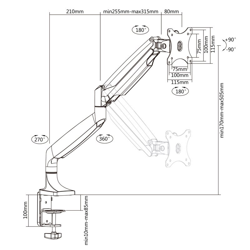 Infortisa Image 2 - TooQ Soporte mesa incli/gira 1 brazo 13" a 32"
