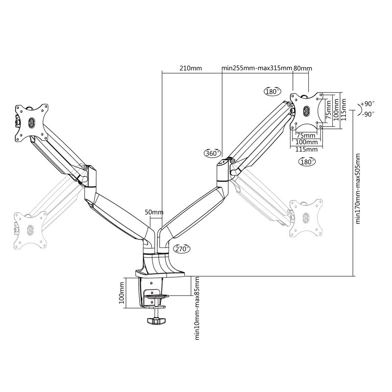 Infortisa Image 2 - Tooq DB3132TNR-S Soporte Mesa incl/gir 2brz 13-32"