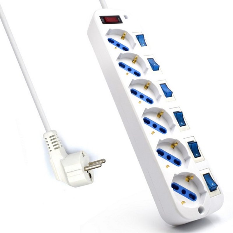 Infortisa Image 2 - EWENT EW3932-3m Regleta 6 Tomas / 6 interruptor 3m