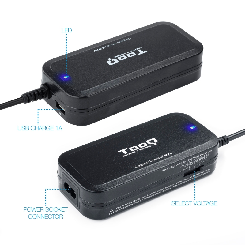 Infortisa Image 1 - Tooq Cargador portátil 90W manual 12 conectores