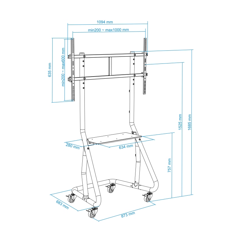 Infortisa Image 3 - Tooq FS20200M-B Soporte Suelo Ruedas/Bases 60-105"