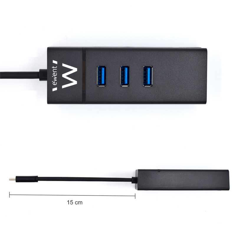 Infortisa Image 2 - EWENT EW1141 Hub Tipo-C 3Pts.USB 3.1+1pto. GIGABIT