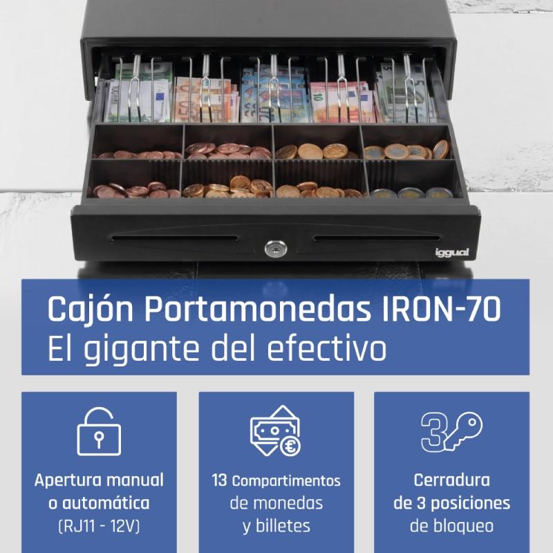 Infortisa Image 1 - iggual Cajón Portamonedas IRON-70 44,5cm 5+8 negro