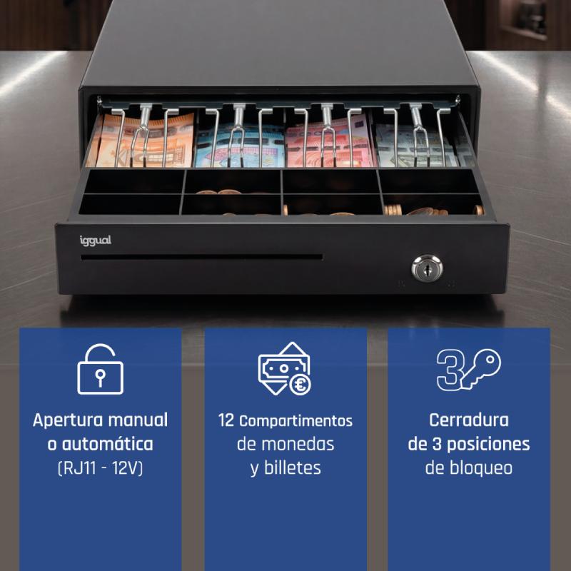 Infortisa Image 1 - iggual Cajón Portamonedas IRON-15 37cm 4+8 negro