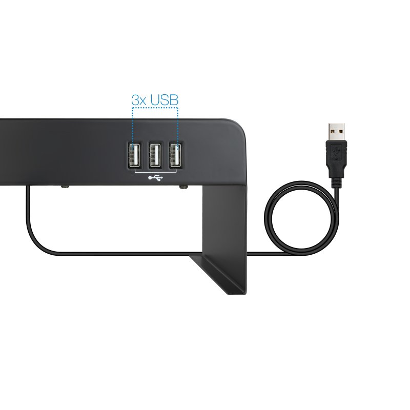 Infortisa Image 2 - Tooq Soporte elevador monitor/portátil 3xUSB negro